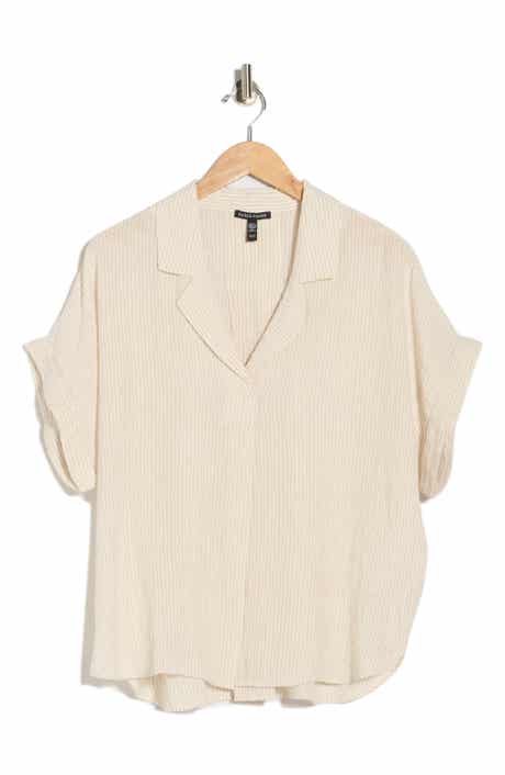 Eileen Fisher Notch Collar Organic Linen Top