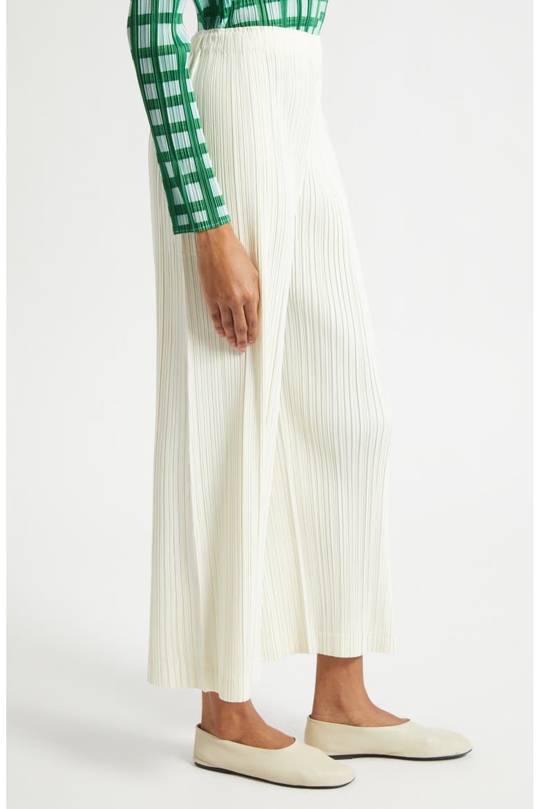 Opaque Pleated Crop Wide Leg Pants, Alternate, color, OFF WHITE