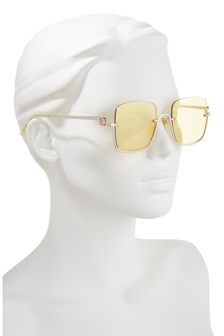 54mm Half Rim Sunglasses, Alternate, color, GOLD GOLD GOLD