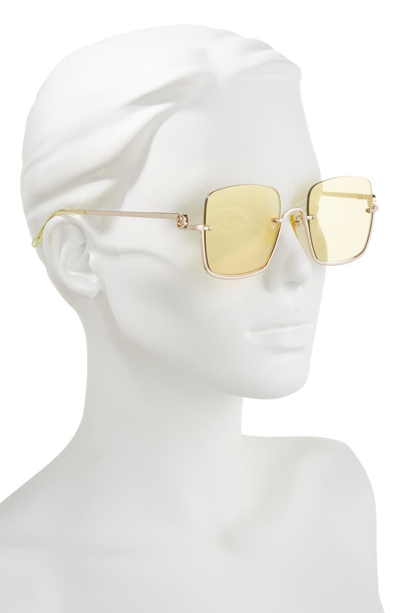 Gucci 54mm Half Rim Sunglasses, Alternate, color, Gold Gold Gold