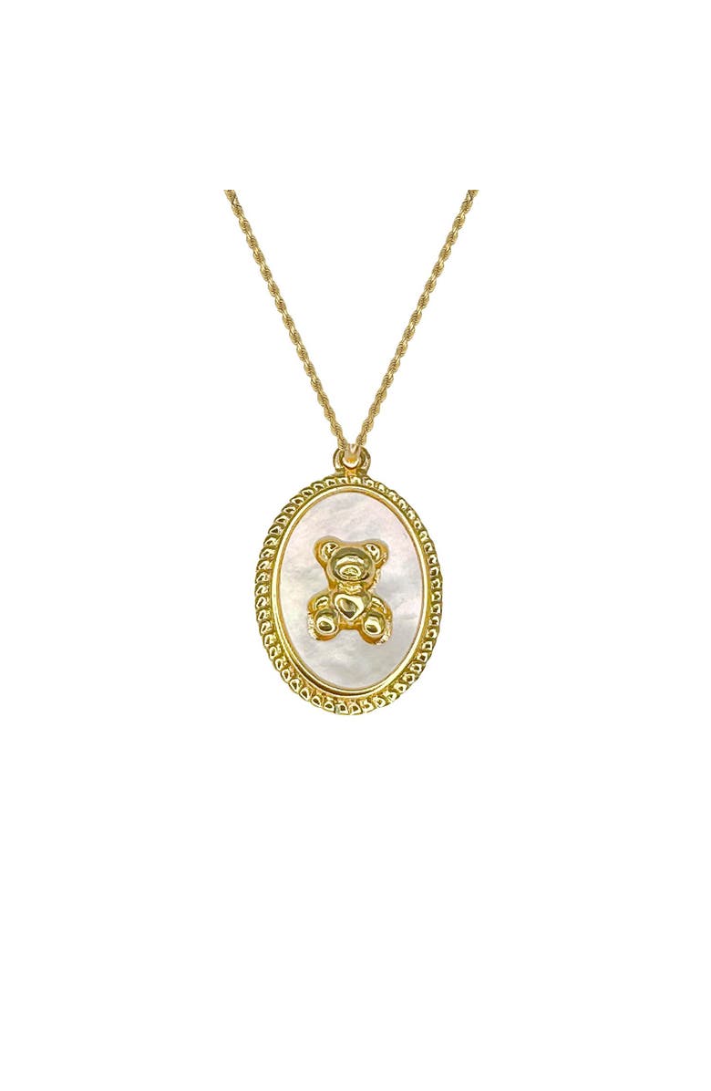Outofoffice Teddy Bear Charm Gold Necklace, Main, color,