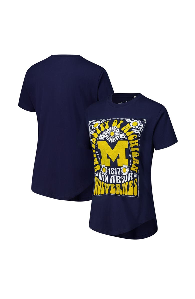 PRESSBOX Women's Pressbox  Navy Michigan Wolverines Irvine Floral Team Color T-Shirt, Main, color, 