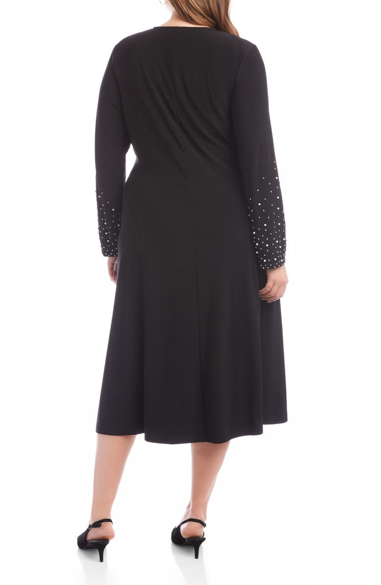 Karen Kane Kate Embellished Long Sleeve Jersey Midi Dress, Alternate, color, Black