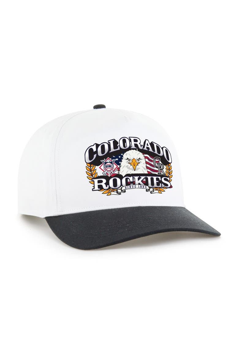 Men's '47 White/Black Colorado Rockies Americana Eagle Hitch Adjustable Hat, Alternate, color, White