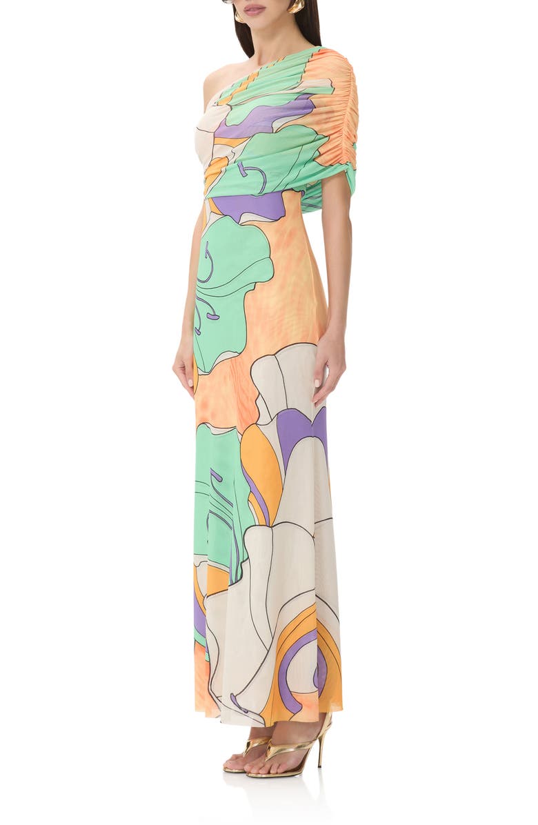 AFRM Mirabel One-Shoulder Maxi Dress, Alternate, color, Scarf Floral
