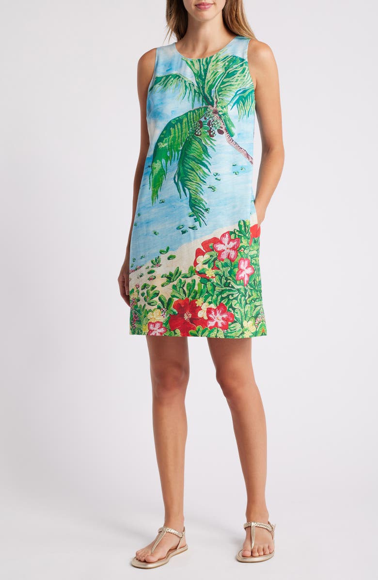 Tommy Bahama Coastal Comforts Sleeveless Silk Shift Dress, Main, color, 