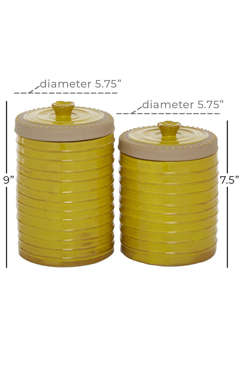 Yellow Ceramic Farmhouse Decorative Jar 2-Piece Set, Alternate, color, YELLOW
