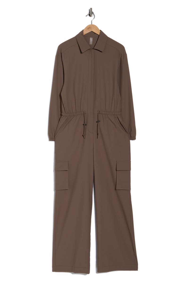 Beyond Yoga Long Sleeve Cargo Jumpsuit, Alternate, color, Dune