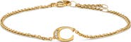 David Yurman Petite Pavé Initial Chain Bracelet in 18K Yellow Gold with Diamonds