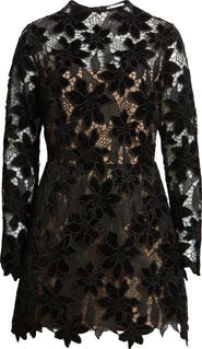 Lucy Paris Zia Velvet Floral Lace Long Sleeve Cocktail Minidress