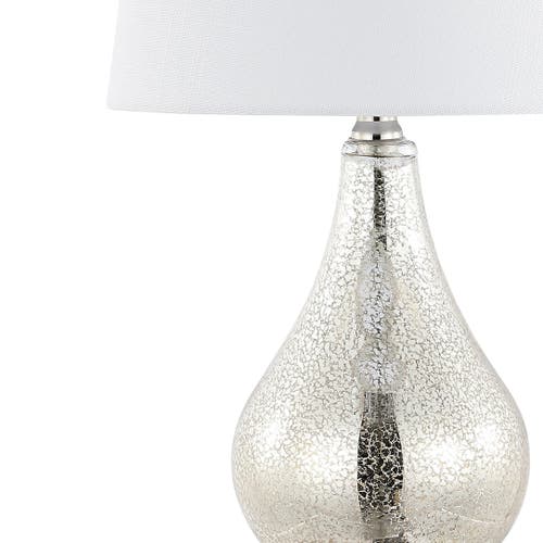 Jonathan Y Dino 21" Farmhouse Industrial Iron/glass Led Table Lamp With Usb Charging Port, Silver In Silver