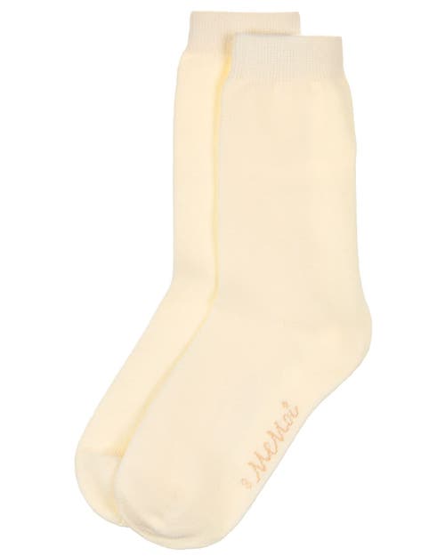 Memoi Kids' Basic Cotton Blend Crew Socks In White