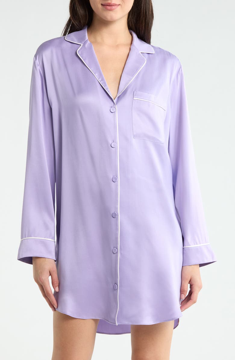 Lunya Washable Silk Sleepshirt, Main, color, Morning Wisteria/Tranquil Whit