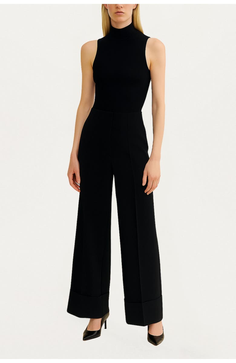 Nocturne Cuffed Wide-Leg Trousers, Main, color, Black