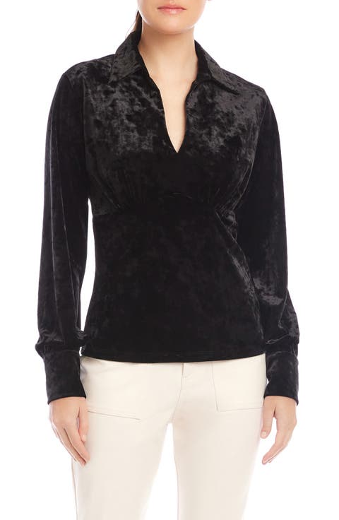 Bianca Slim Fit Shirred Vevet Button-Up Shirt