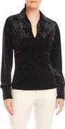 FIFTEEN TWENTY Bianca Slim Fit Shirred Vevet Button-Up Shirt