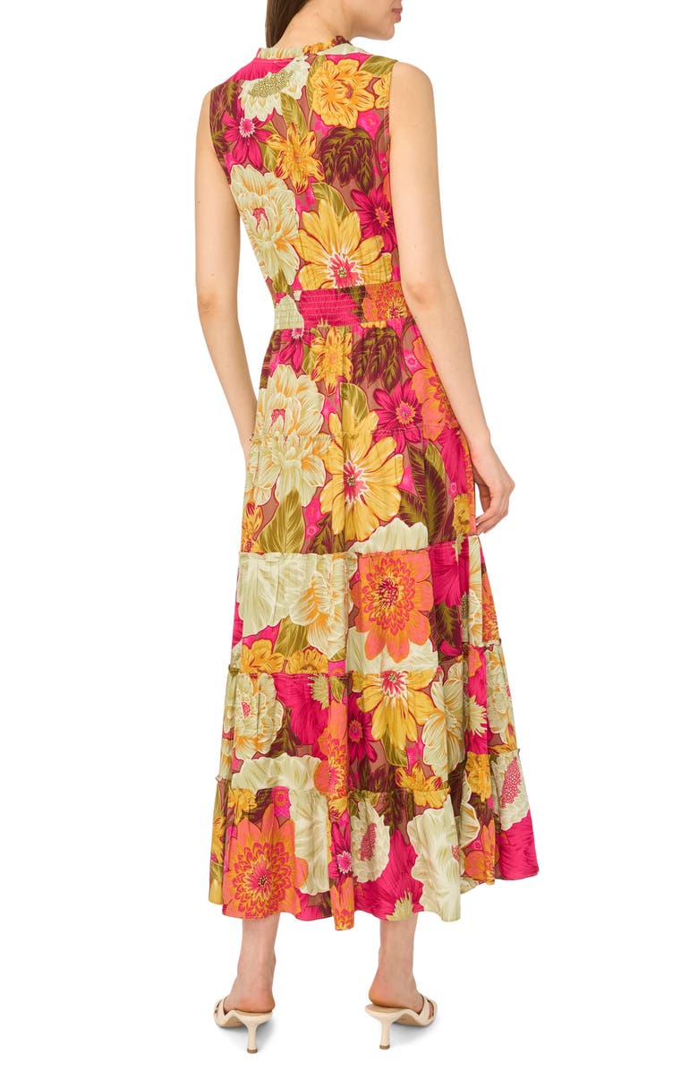 Halogen<sup>®</sup> Floral Sleeveless Tiered Maxi Dress, Alternate, color, Vivacious