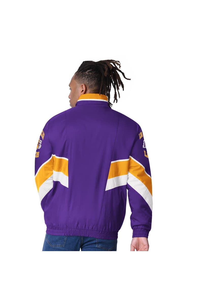 STARTER Men's Starter Purple Los Angeles Lakers Captain Oxford Full-Zip Jacket, Alternate, color, Purple