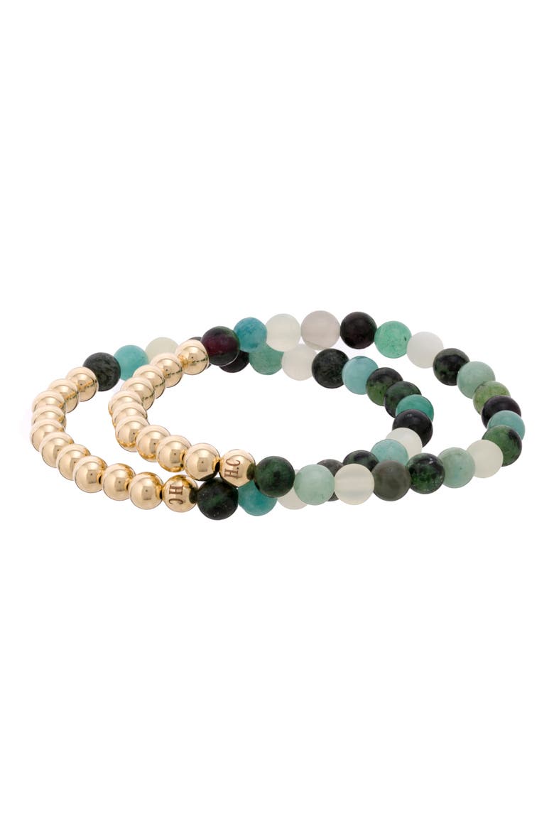 N6 Happiness/Ease Set of 2 Healer's Bracelets, Alternate, color, YELLOW GOLD