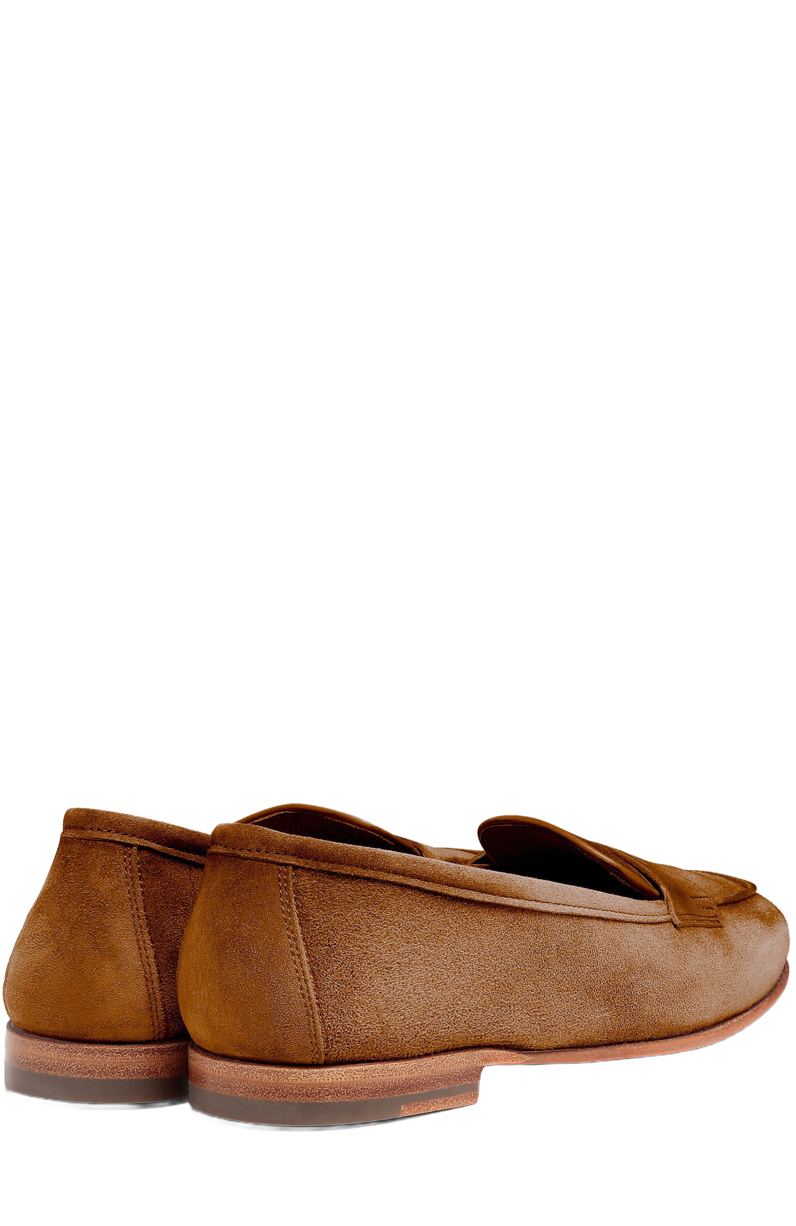 Santoni Women's suede Carla loafer, Alternate, color, Light Brown