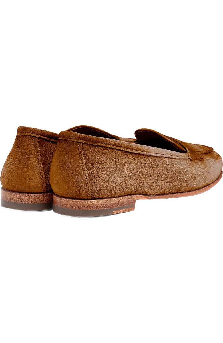 Santoni Women's suede Carla loafer, Alternate, color, Light Brown