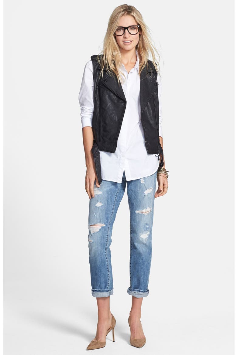 Treasure&Bond Leather Moto Vest, Alternate, color, BLACK
