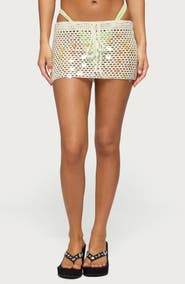 EDIKTED Kirah Open Stitch Paillette Cover-Up Miniskirt