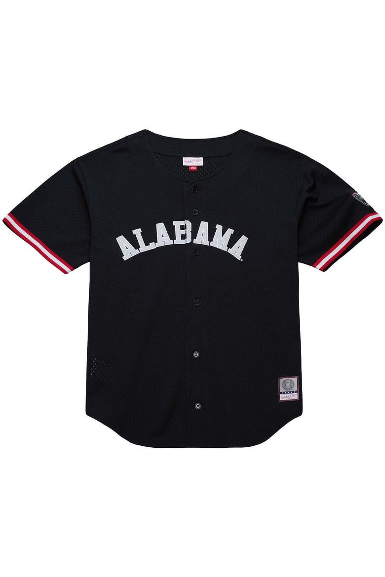Men's Mitchell & Ness Black Alabama Crimson Tide On The Clock Full-Button Fashion Jersey, Alternate, color, Black