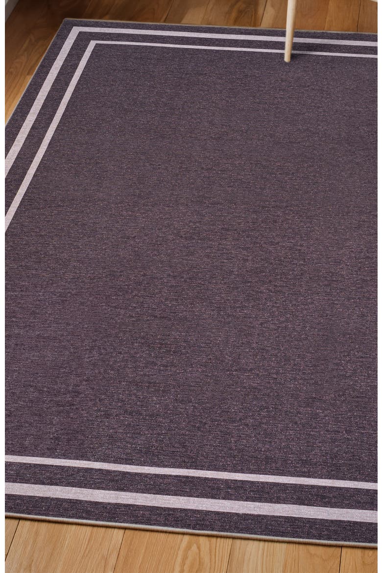 Sloane Classic 2-Stripe Border Washable Area Rug, Alternate, color, Purple/Light Purple