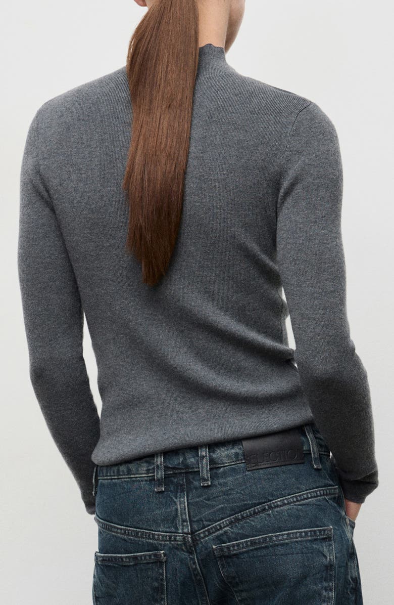 MANGO Fitted Mock Neck Sweater, Alternate, color, Medium Heather Grey