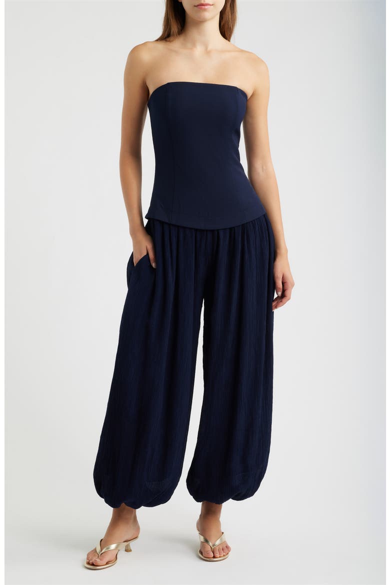 Lowen Strapless Wide Leg Jumpsuit, Main, color, NAVY