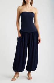 Line & Dot Lowen Strapless Wide Leg Jumpsuit