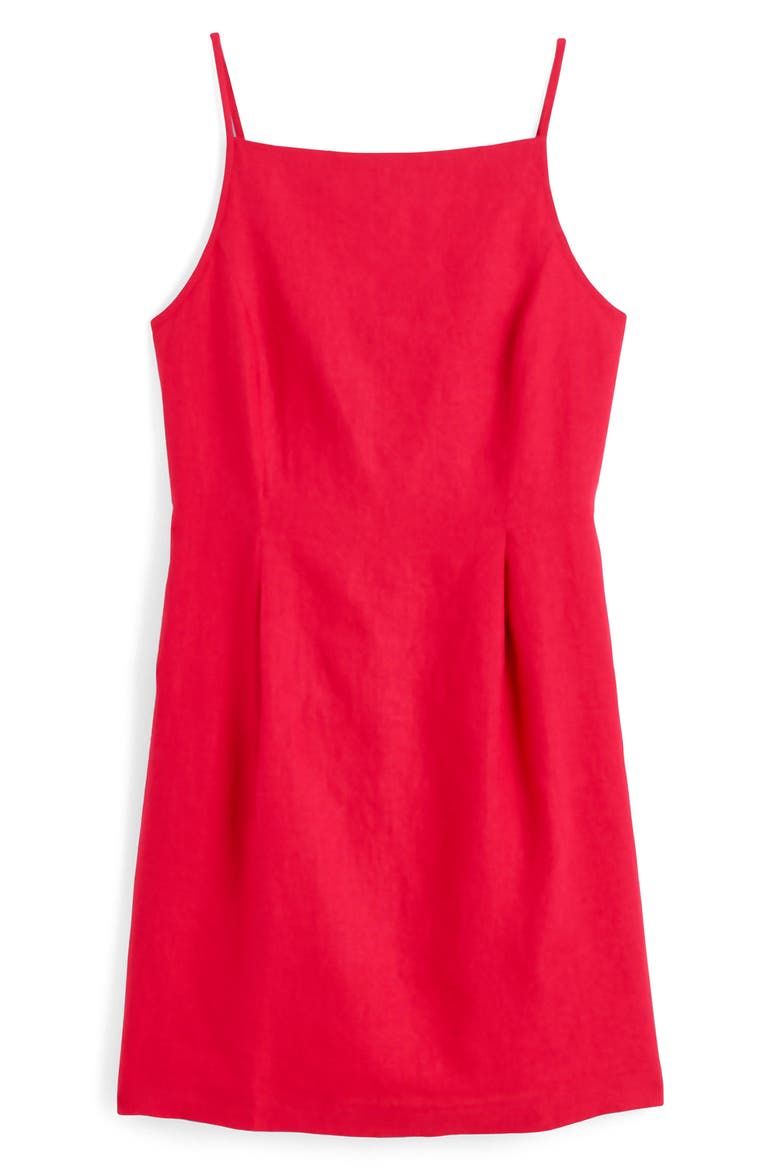 High Neck Sleeveless Linen Minidress, Alternate, color, WATERMELON