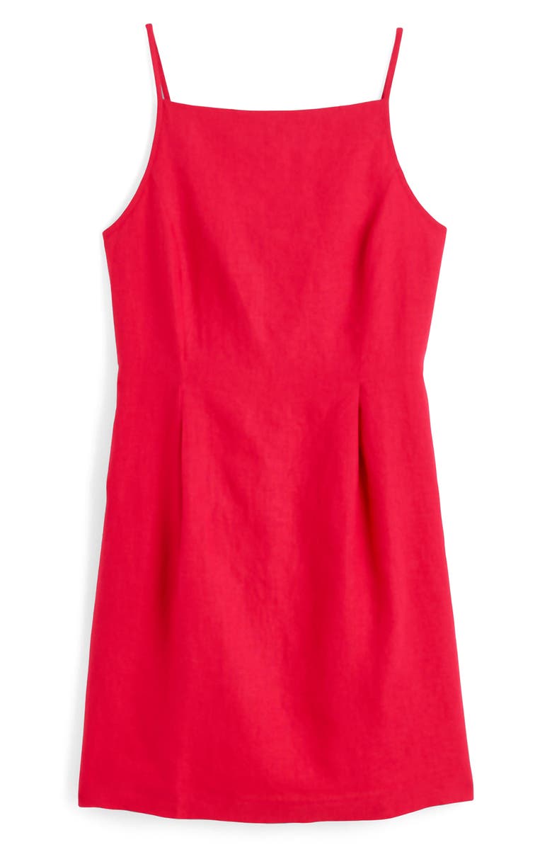 Madewell High Neck Sleeveless Linen Minidress, Alternate, color, Watermelon