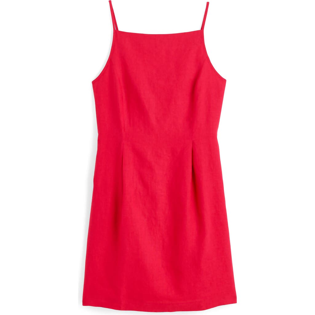 Madewell High Neck Sleeveless Linen Minidress In Red