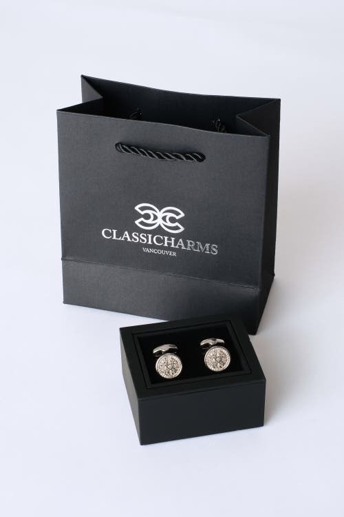 Classicharms Constantine Regal Round Cufflinks In Metallic