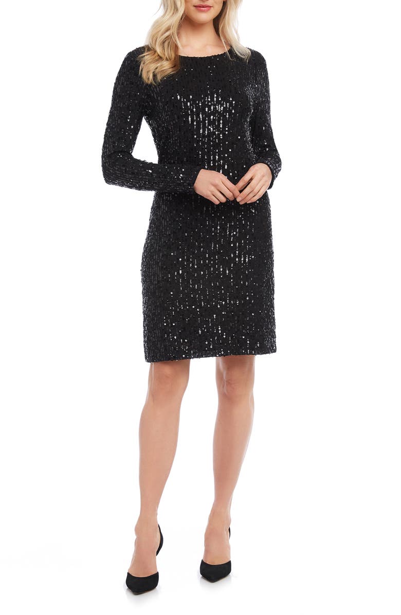 Karen Kane Long Sleeve Sequin Sheath Dress, Main, color,