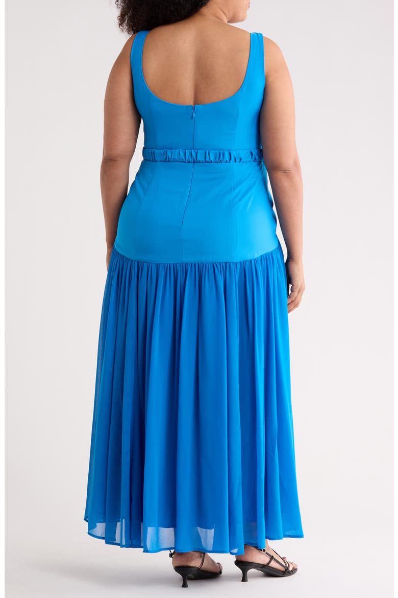 Ridge Sleeveless Belted Mixed Media Dress, Alternate, color, COBALT