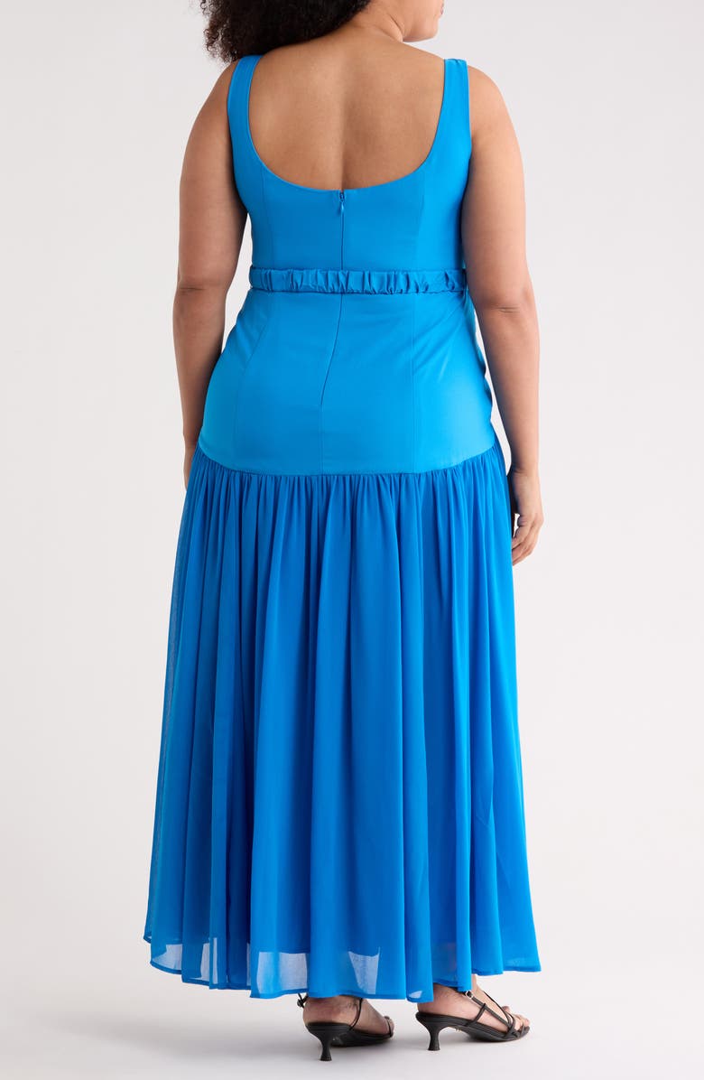 Hutch Ridge Sleeveless Belted Mixed Media Dress, Alternate, color, Cobalt
