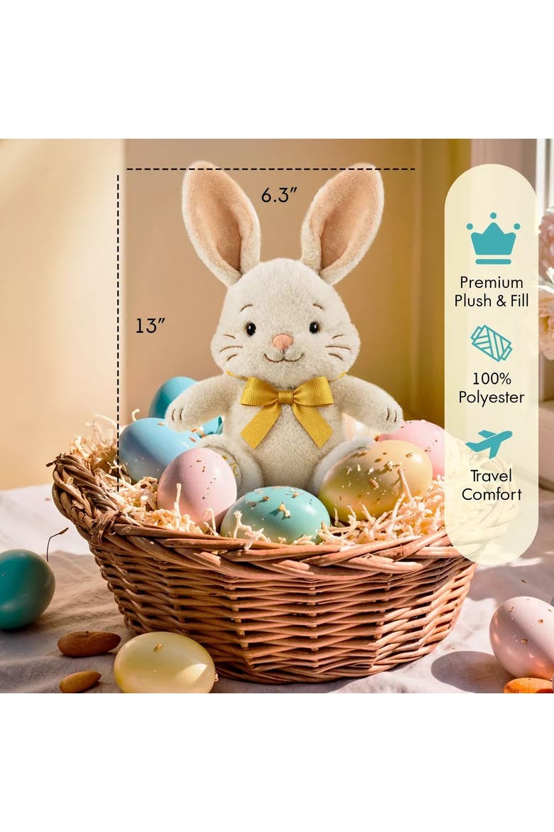 Easter Plush Baby Bunny with Bow, Alternate, color, Cream