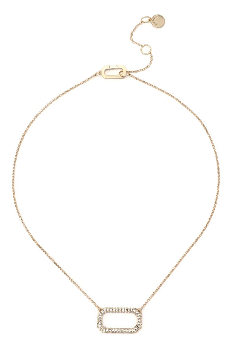 Pavé Crystal Hexagon Link Pendant Necklace, Alternate, color, GOLD