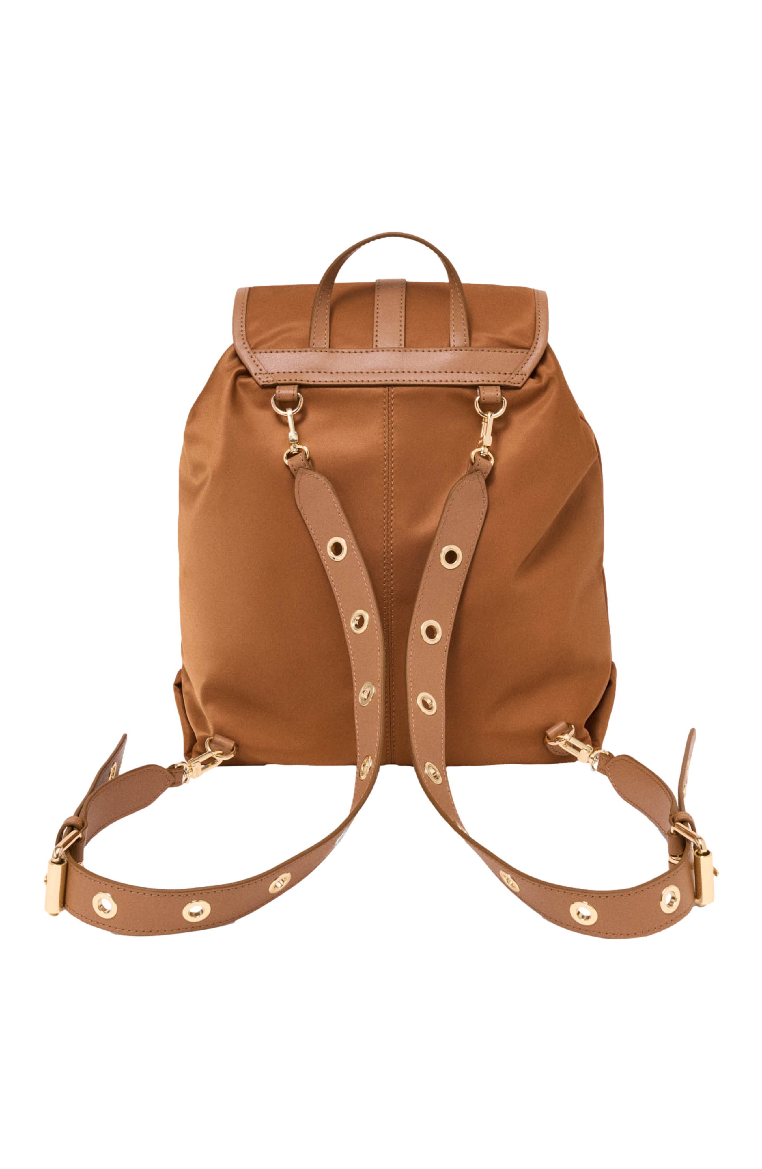 maje Leather and nylon backpack, Alternate, color, Camel