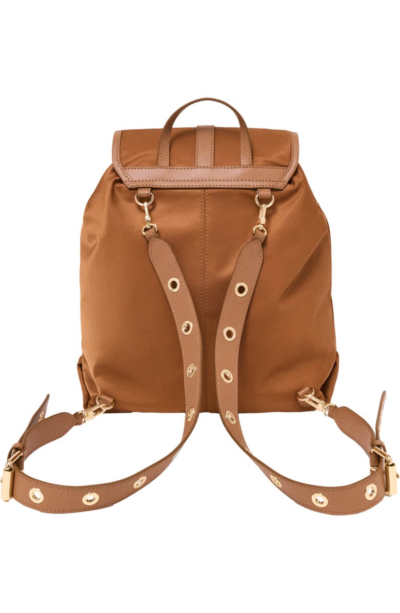maje Leather and nylon backpack, Alternate, color, Camel