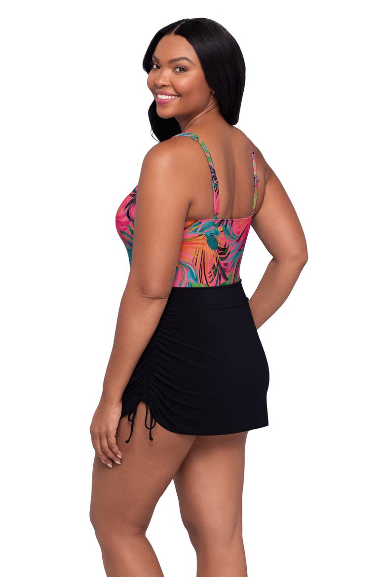 Julie Adjustable Skirt Control Swim Dress, Alternate, color, Amazonian Palms