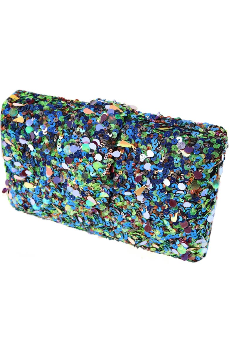 Simitri Melange Sequin Kitsch Clutch, Alternate, color, Peacock Blue