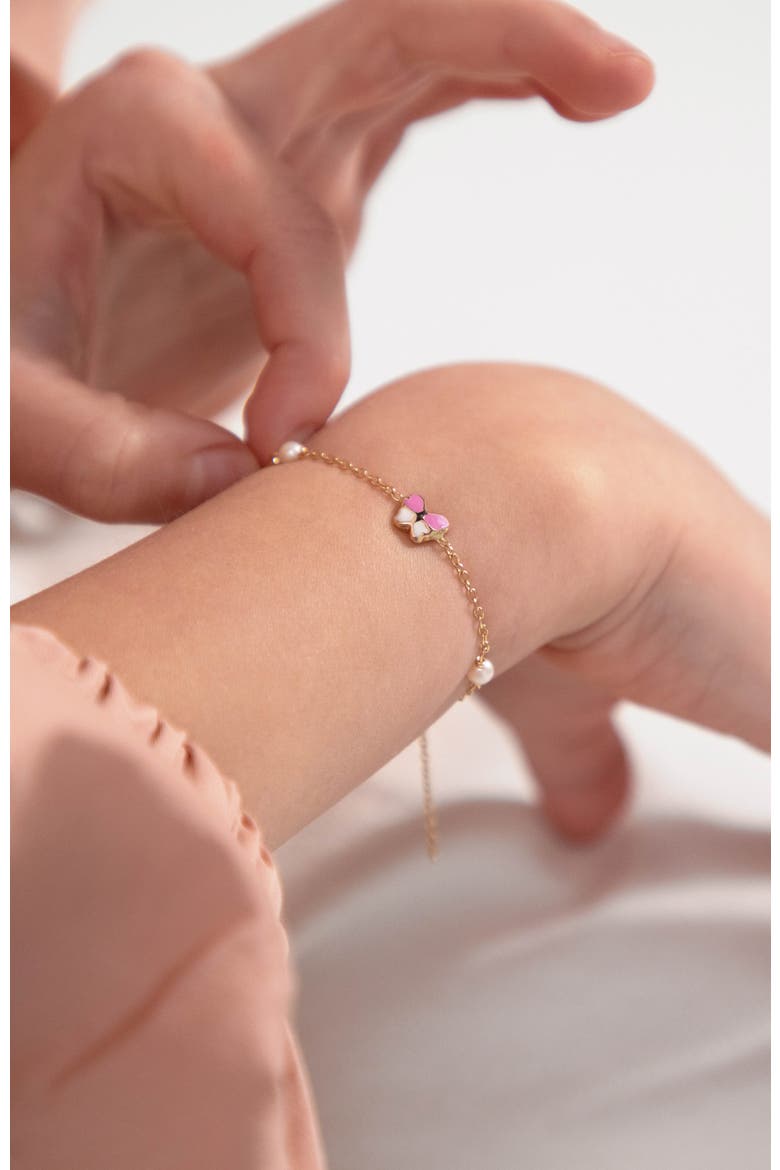 14k Pink Enamel Butterfly Girls Bracelet, Alternate, color, Pink