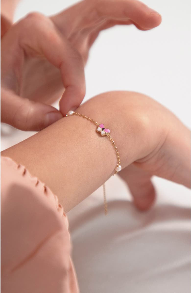 In Season Jewelry 14k Pink Enamel Butterfly Girls Bracelet, Alternate, color, Pink