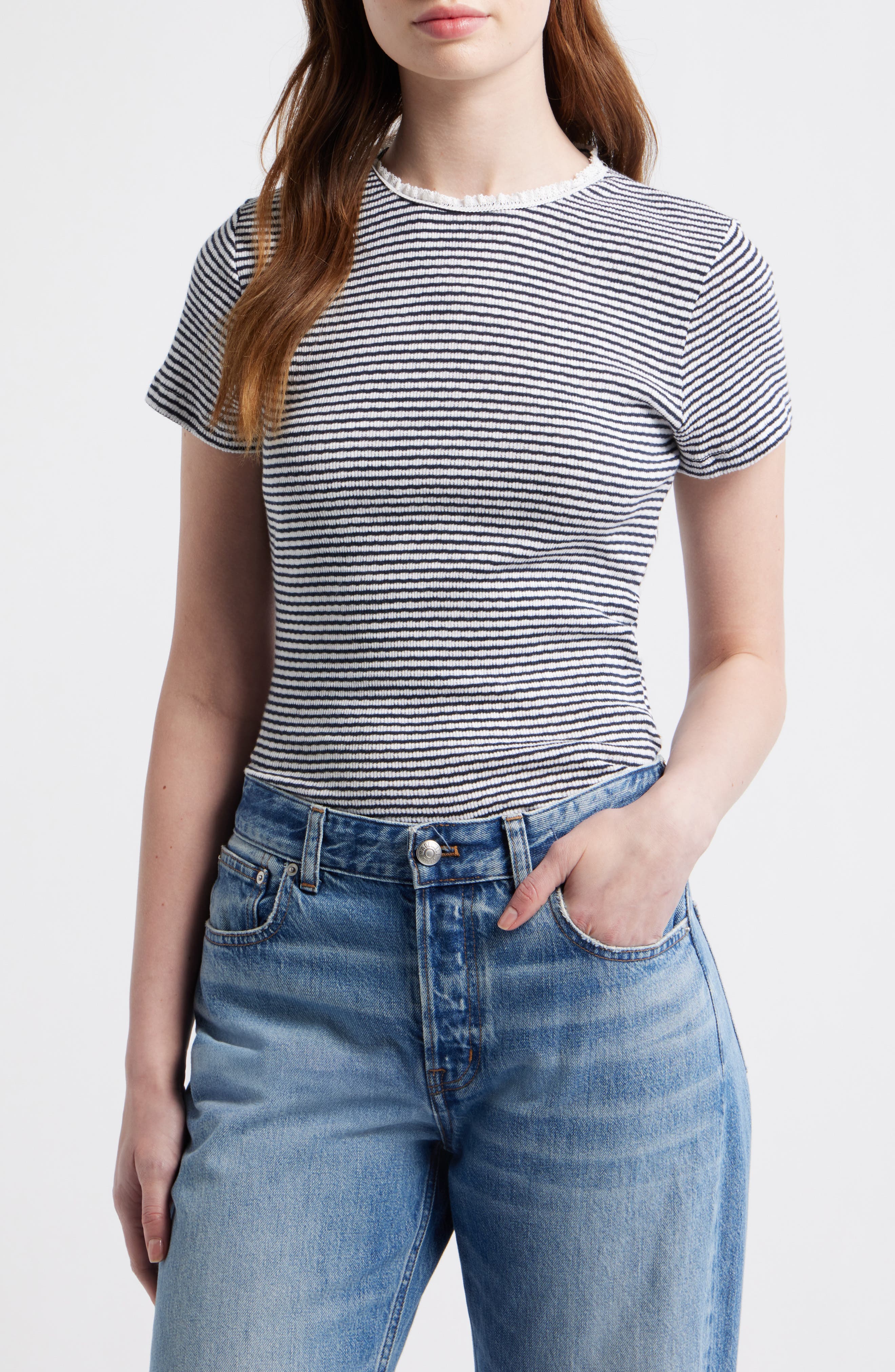 selected TEXTURE RIB STRIPE NAVY