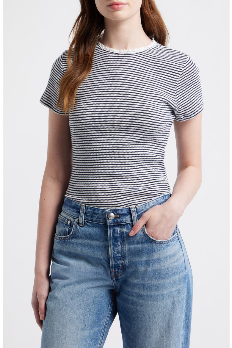 Textured Knit Crewneck Top, Main, color, TEXTURE RIB STRIPE NAVY