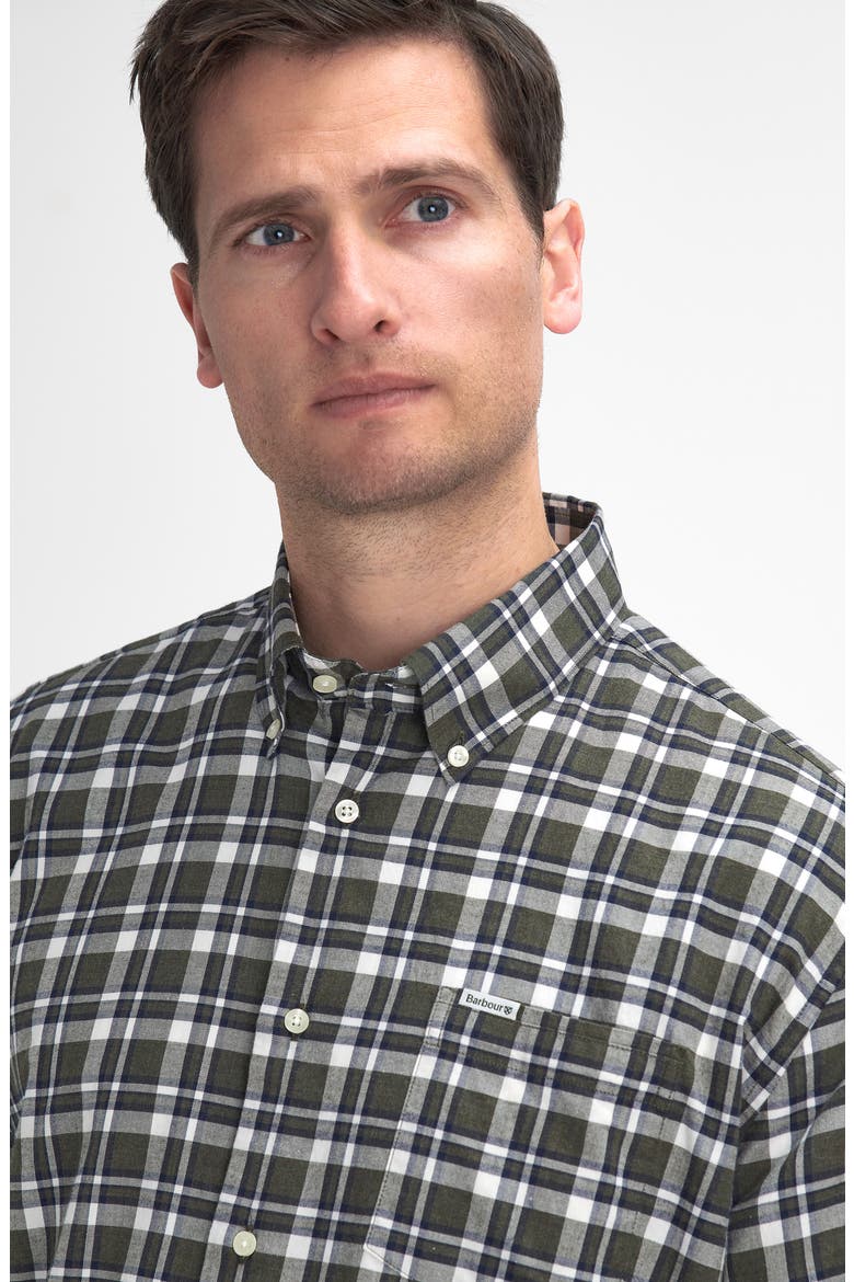 Turville Regular Fit Plaid Cotton Button-Down Shirt, Alternate, color, OLIVE
